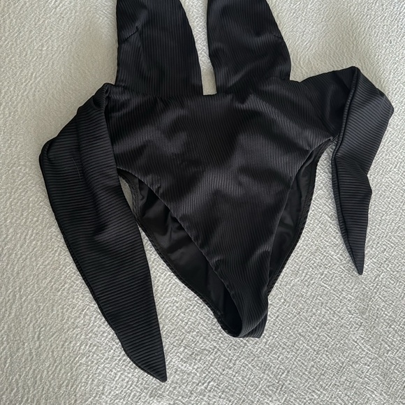 MONTCE Black Rib Tropez Tie-Up One-Piece, Black, Medium , $218 - Picture 13 of 14